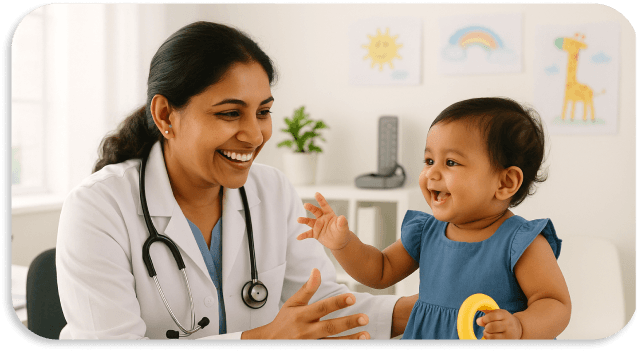 Pediatric doctor with child
